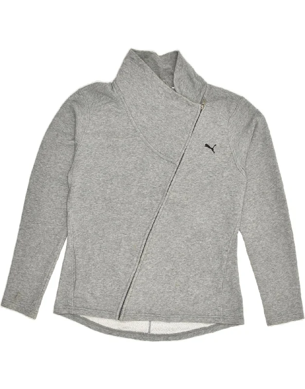 PUMA Womens Tracksuit Top Jacket UK 14 Medium  Grey Cotton