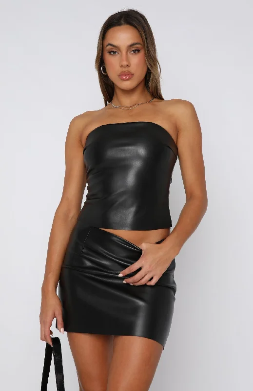 Worth Waiting PU Mini Skirt Black