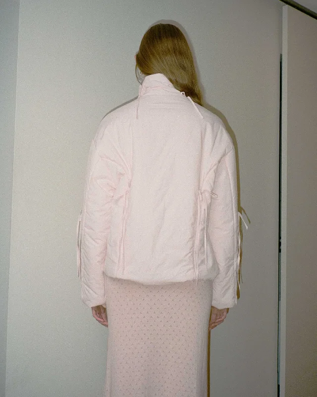 Bow Puffer Jacket - Pink