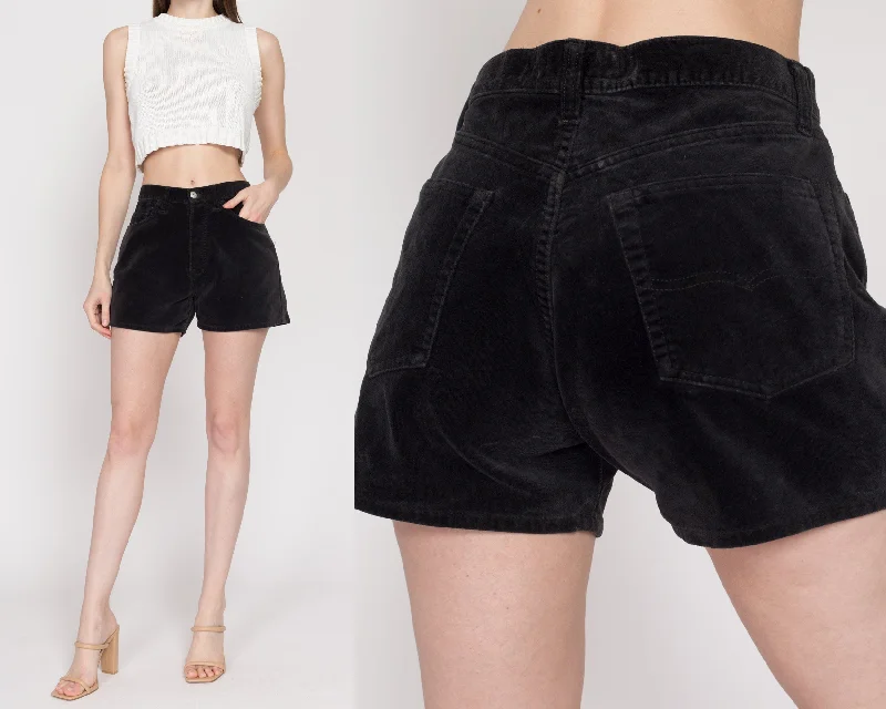 Medium 90s Dark Grey Velvet Shorts 30""