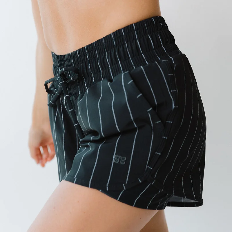 Navy Pinstripe Lunge Shorts