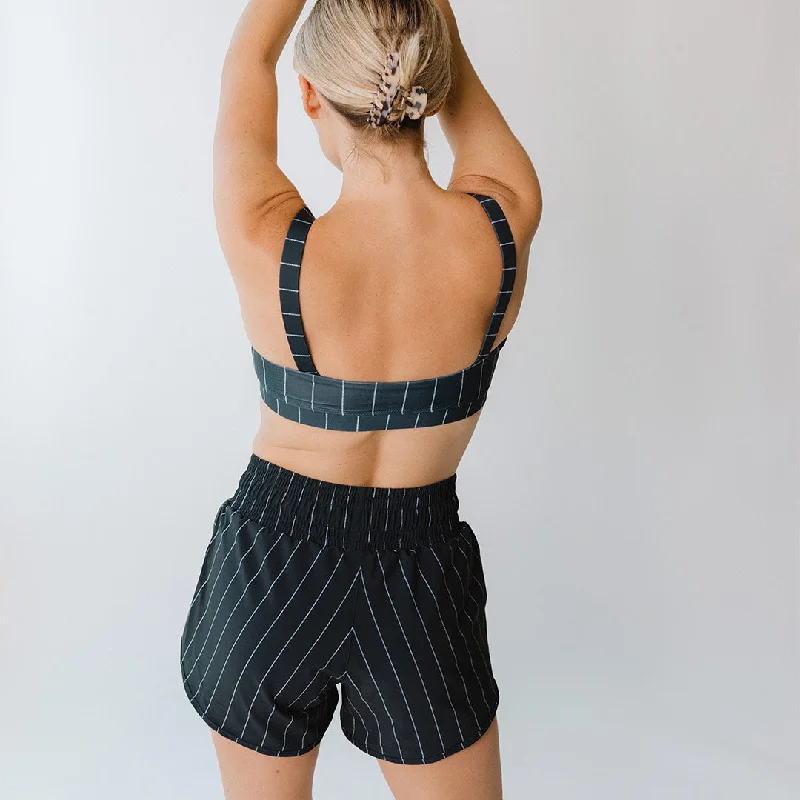 Navy Pinstripe Lunge Shorts