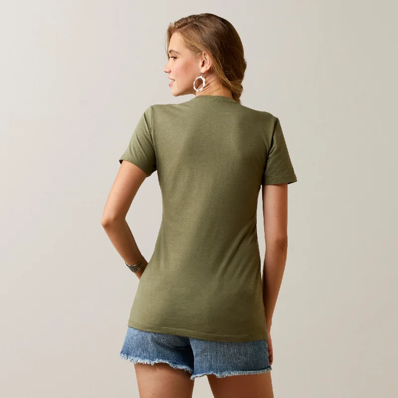 10045466 Ariat Wms Mustang Fever SS Tee Military Heather