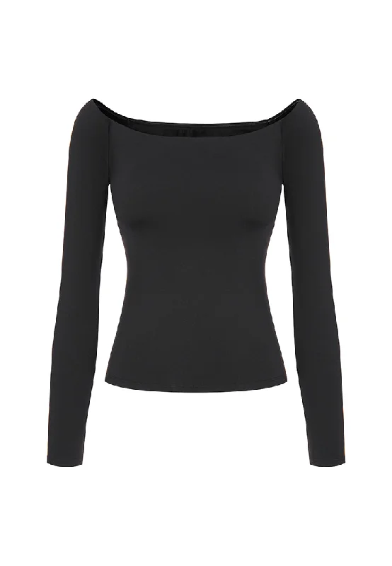 Hepburn Stretch-Jersey Off-the-Shoulder Top with Removable Pads