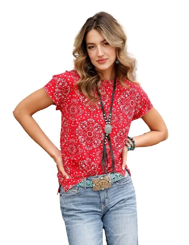 CTK7162004RED Cruel Denim Women's Paisley tee