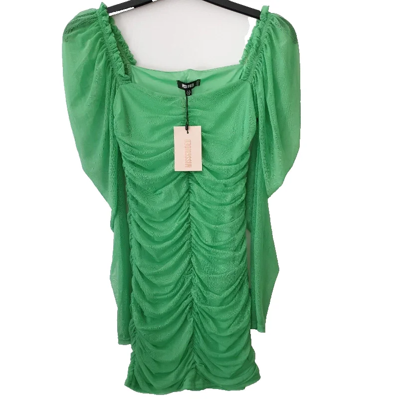 Missguided Dress Mesh Ruched Green. UK 12.