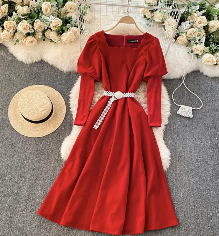 Stylish A line dress long sleeve dress  812