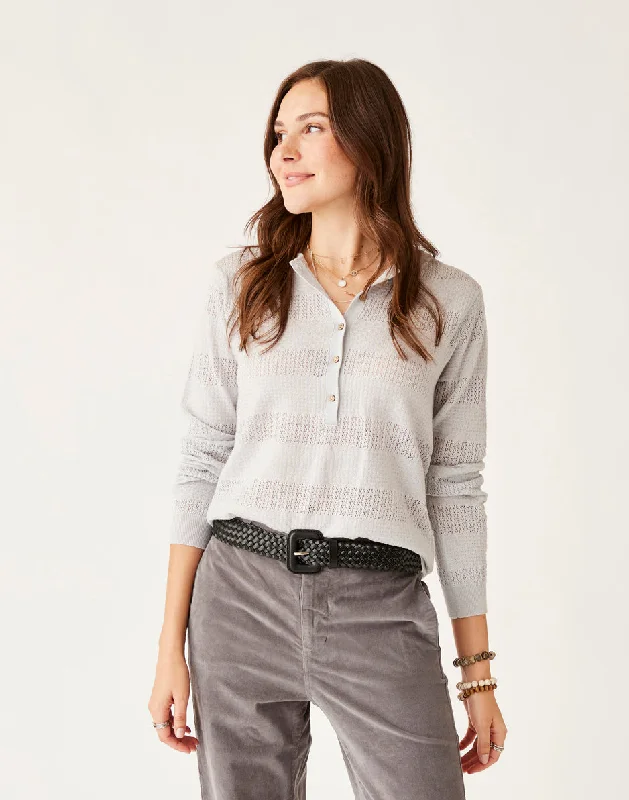 Amara Pointelle Sweater: Lt. Grey Heather