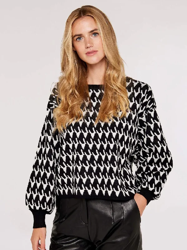 Apricot Dogtooth Batwing Sweater