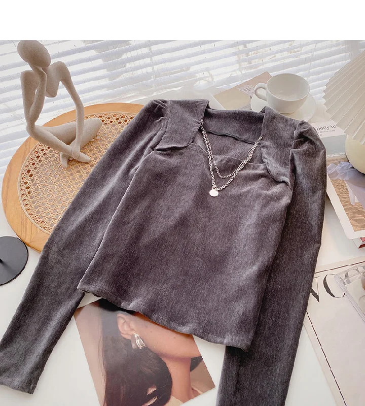 Design chain Square Neck Shirt Pullover Top  6355