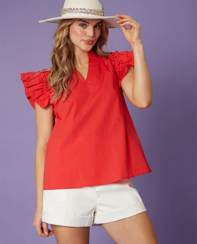 Fantastic Fawn Ruffle Detail Shoulder Top