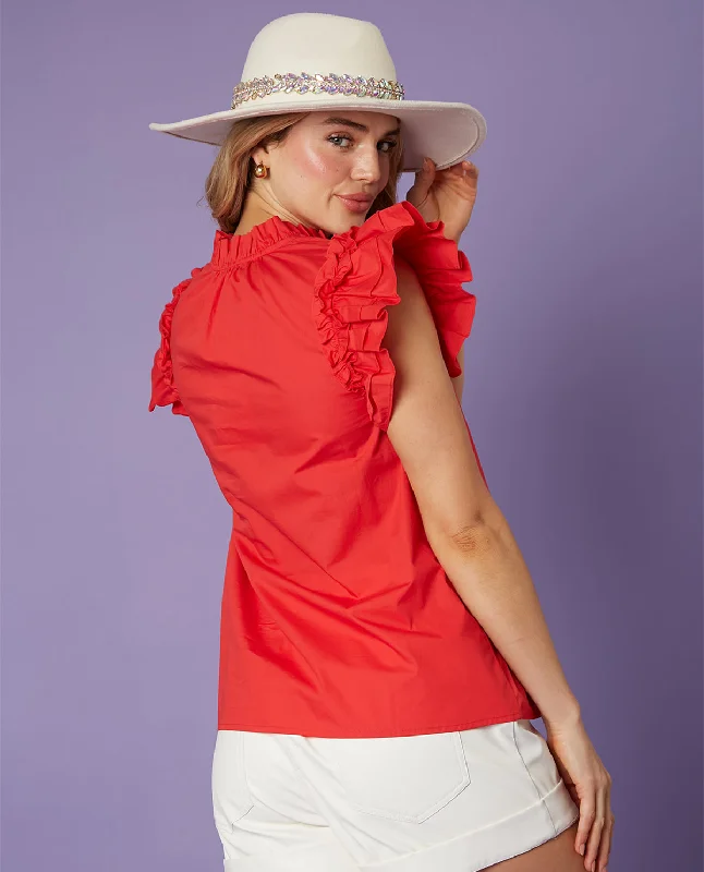 Fantastic Fawn Ruffle Detail Shoulder Top