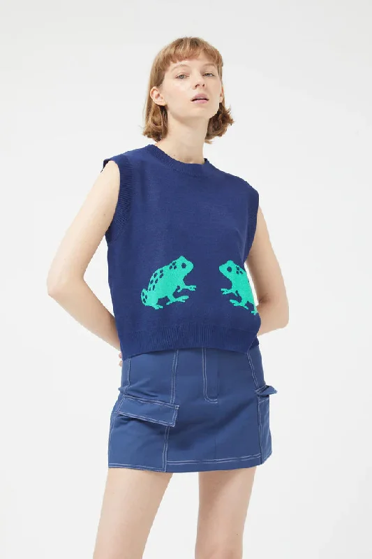 Frog Print Knitted Vest