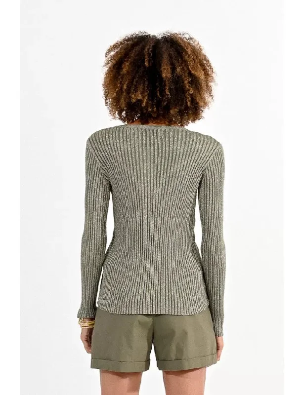 Khaki cardigan with lurex