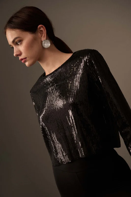 Putting on the Glitz Long-Sleeve Sequin Top