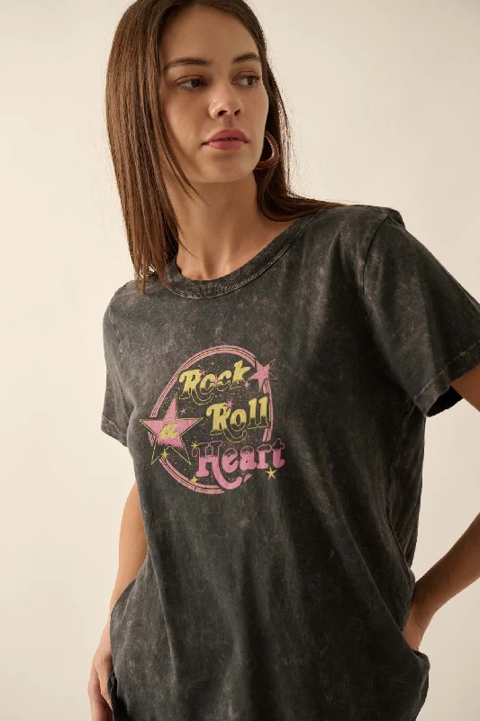 Rock & Roll Heart Vintage-Wash Graphic Tee