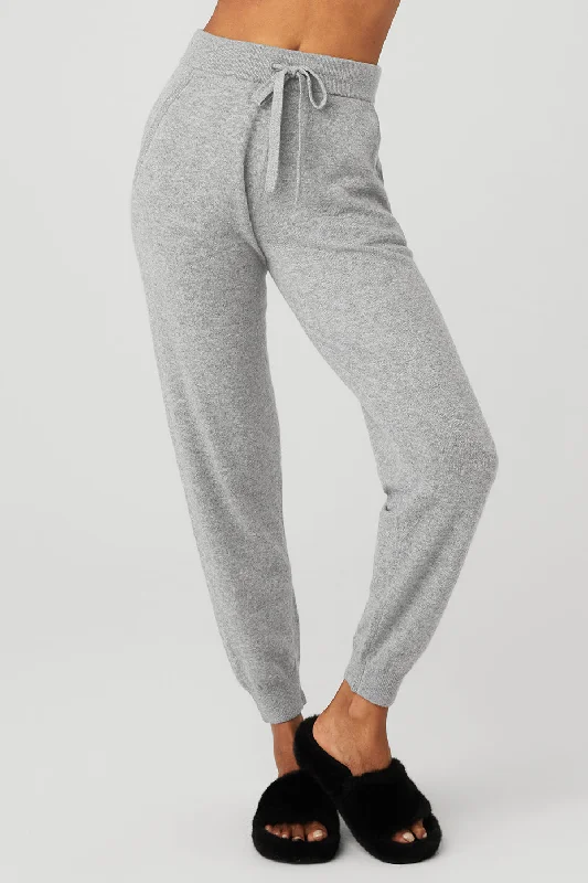 High-Waist Cashmere Jet Set Pant - Dove Grey Heather