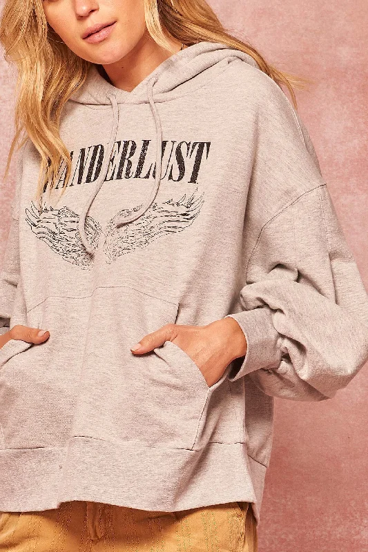 Wanderlust Angel Graphic Kangaroo Hoodie