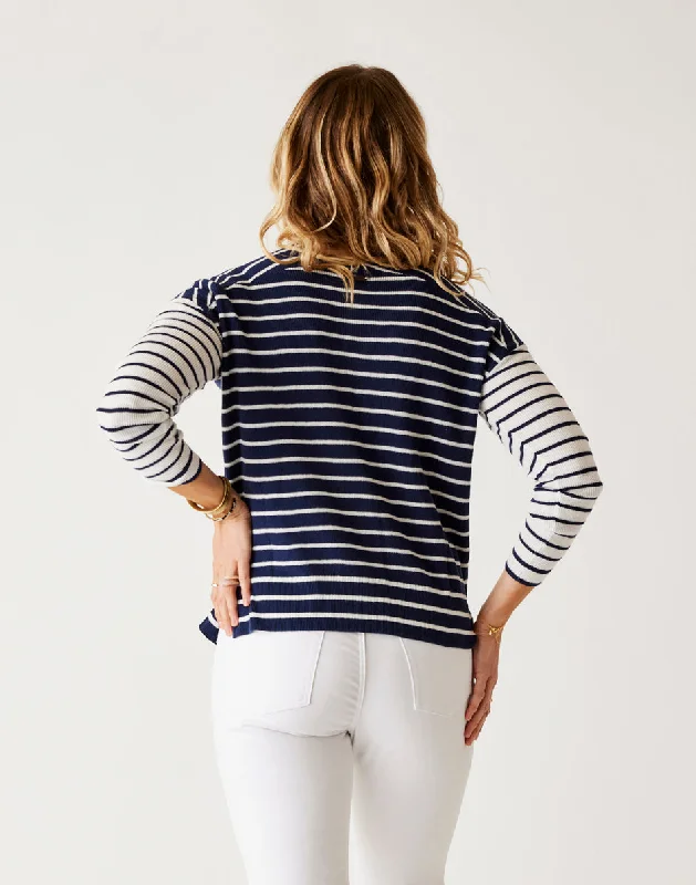 Zella Pullover: Navy Breton Stripe