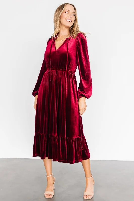 Amadora Velvet Dress | Wine