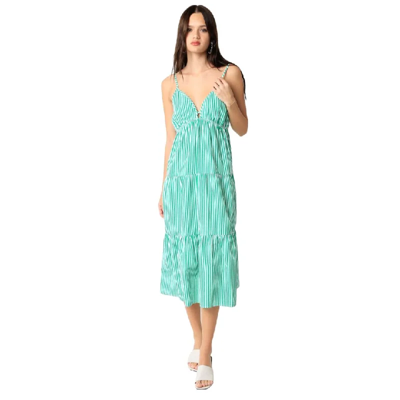 Brinley Midi Dress (Green Stripe)