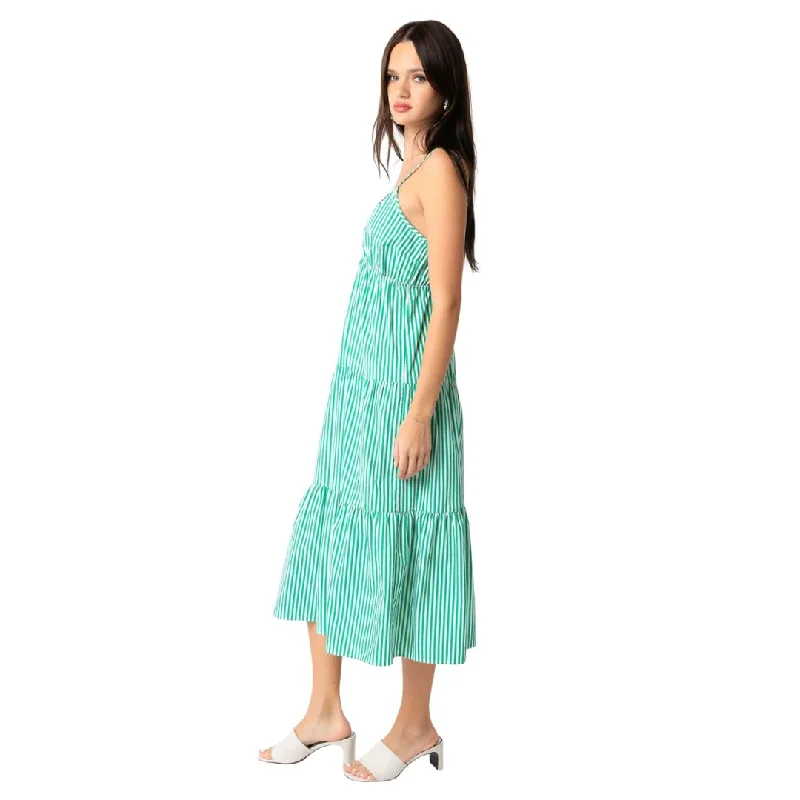 Brinley Midi Dress (Green Stripe)