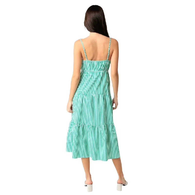 Brinley Midi Dress (Green Stripe)