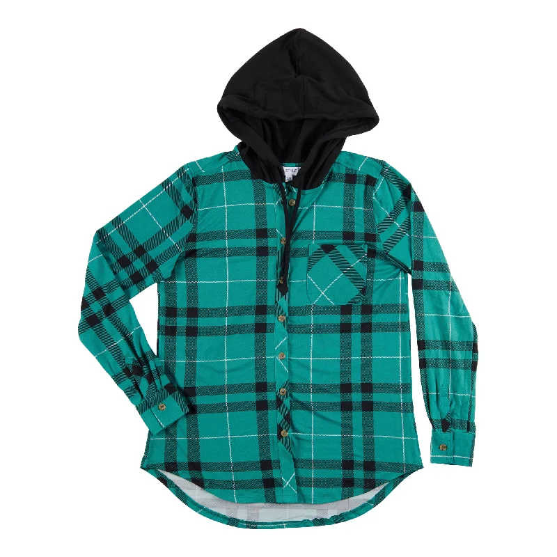 mySTYLE Women's North Country Plaid Hooded Shirt