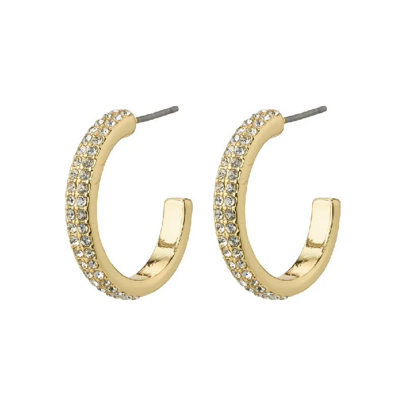 Pilgrim - Heat Recycled Crystal Hoop Earrings - Gold Plated