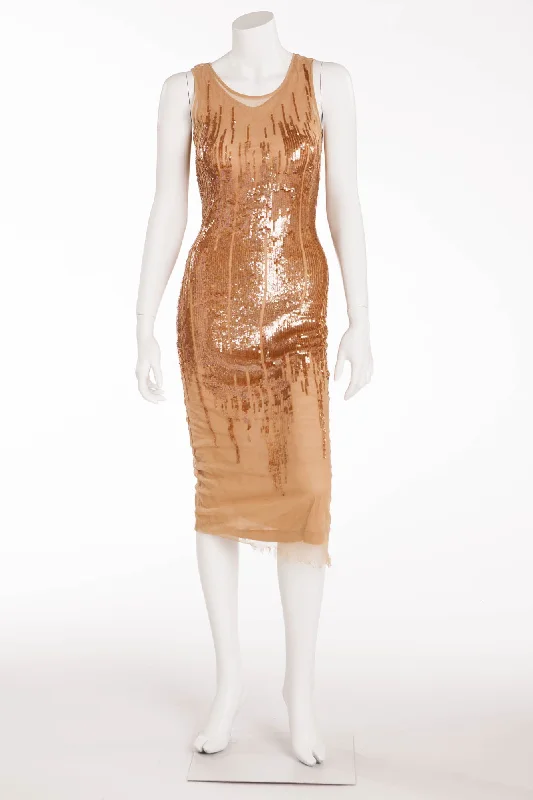 Plein Sud Jean - Nude Sequin Light Brown Long Dress