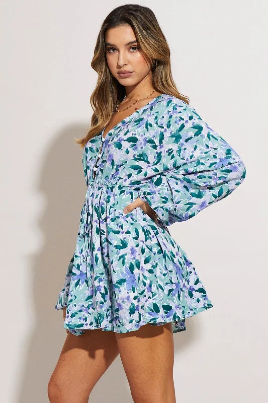 Print Mini Dress Long Sleeve