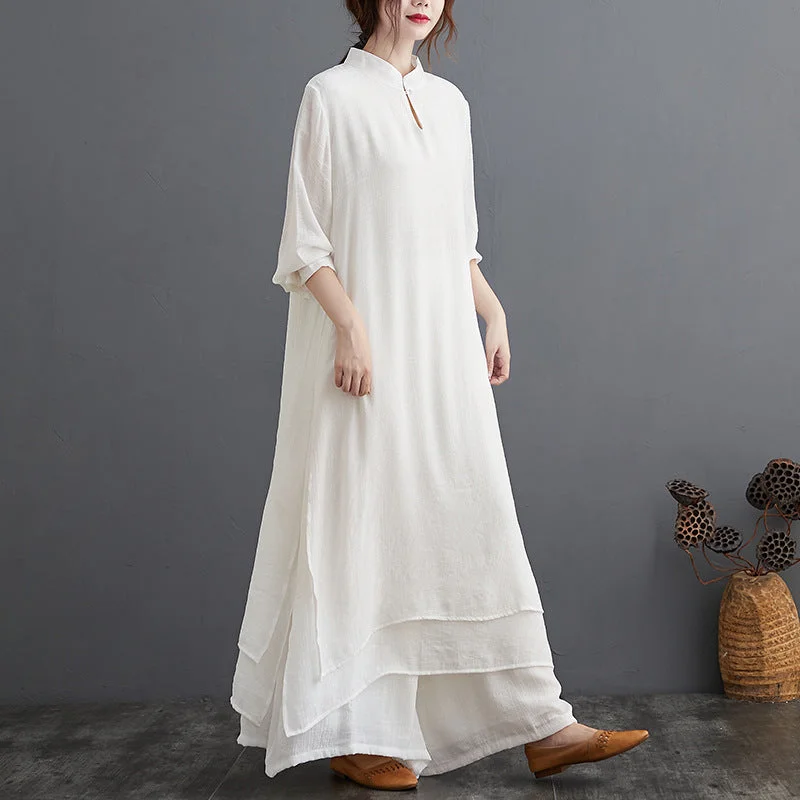 Signature Cotton Loose Hanfu Tea Gown Two-piece Traditional Chinese Costume