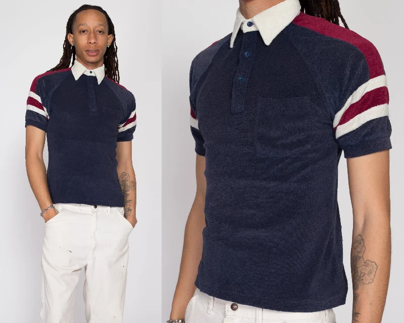 XS 80s Terrycloth Striped Polo Shirt