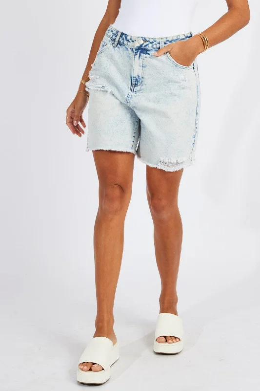 Denim Longline Denim Short Mid Rise