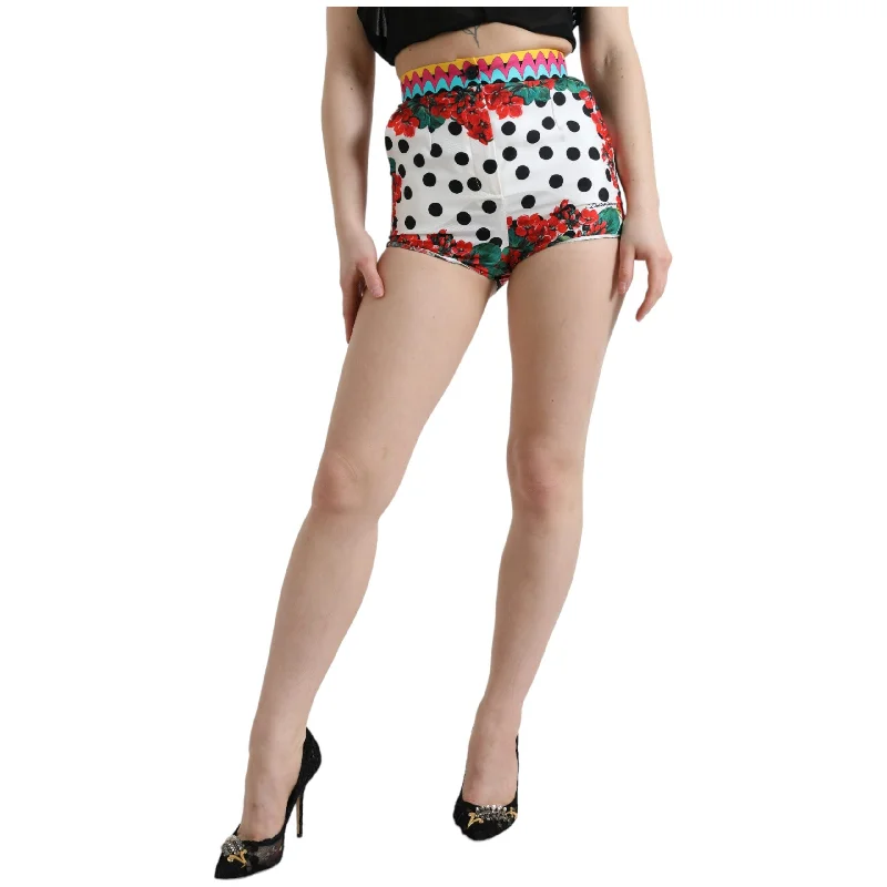 Dolce & Gabbana Multicolor Silk High Waist Hot Pants