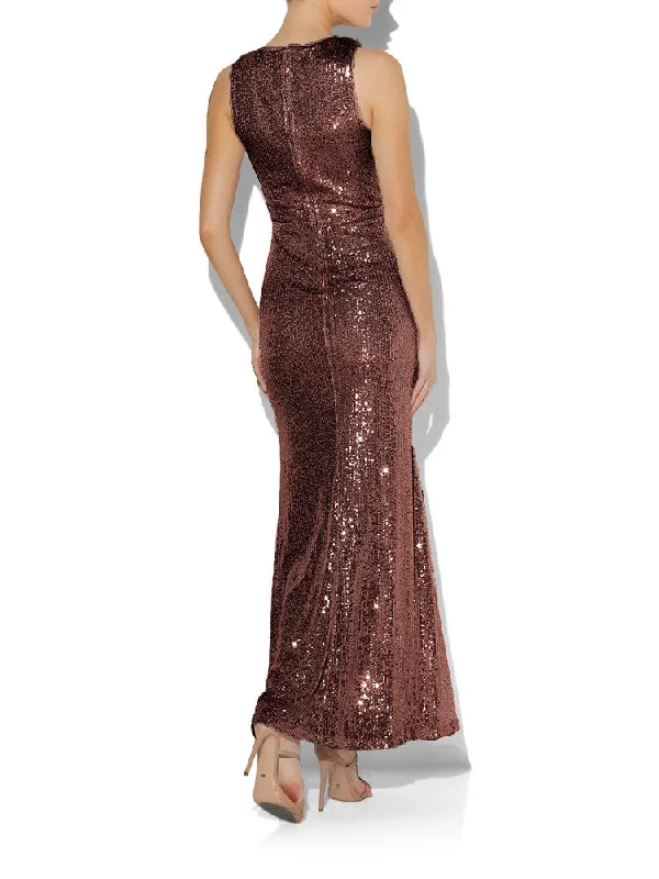 Elsa Mocha Sequin Gown