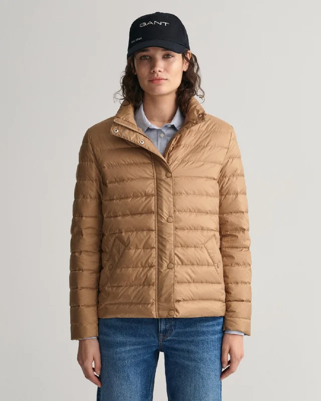 Gant Women Beige Solid Stand Collar Full Sleeves Puffer Jacket