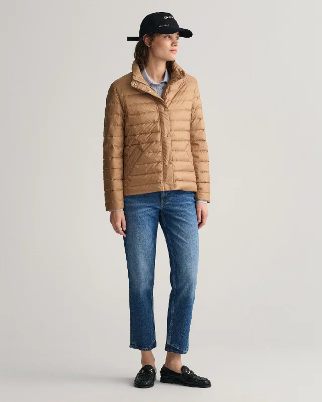 Gant Women Beige Solid Stand Collar Full Sleeves Puffer Jacket