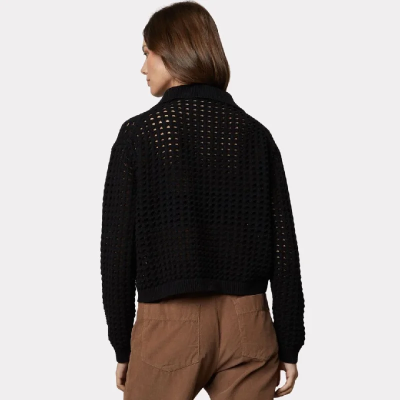 Kitt Mesh Knit Cardigan (Black)