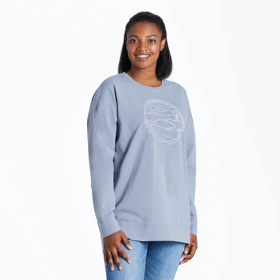 Women's Everything is Different Crusher-FLEX Oversized Crew - Stone Blue