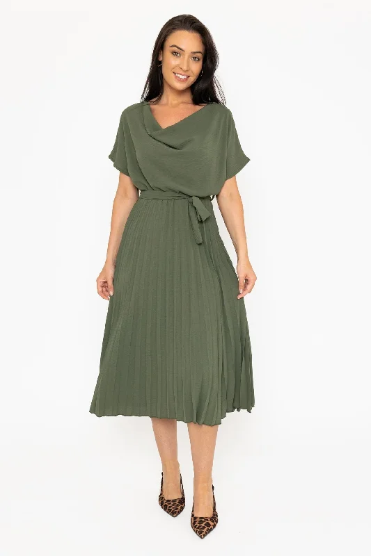 Linda Khaki Midi Dress