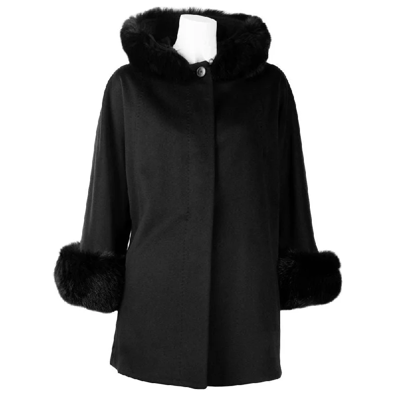 Made in Italy Chic Woolen Short Coat with Fur Detail