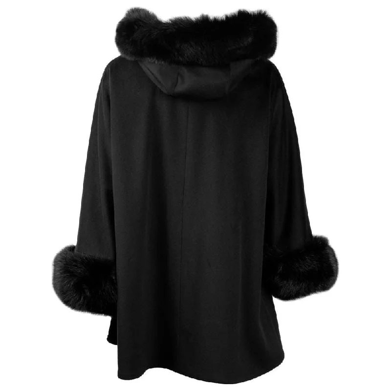 Made in Italy Chic Woolen Short Coat with Fur Detail