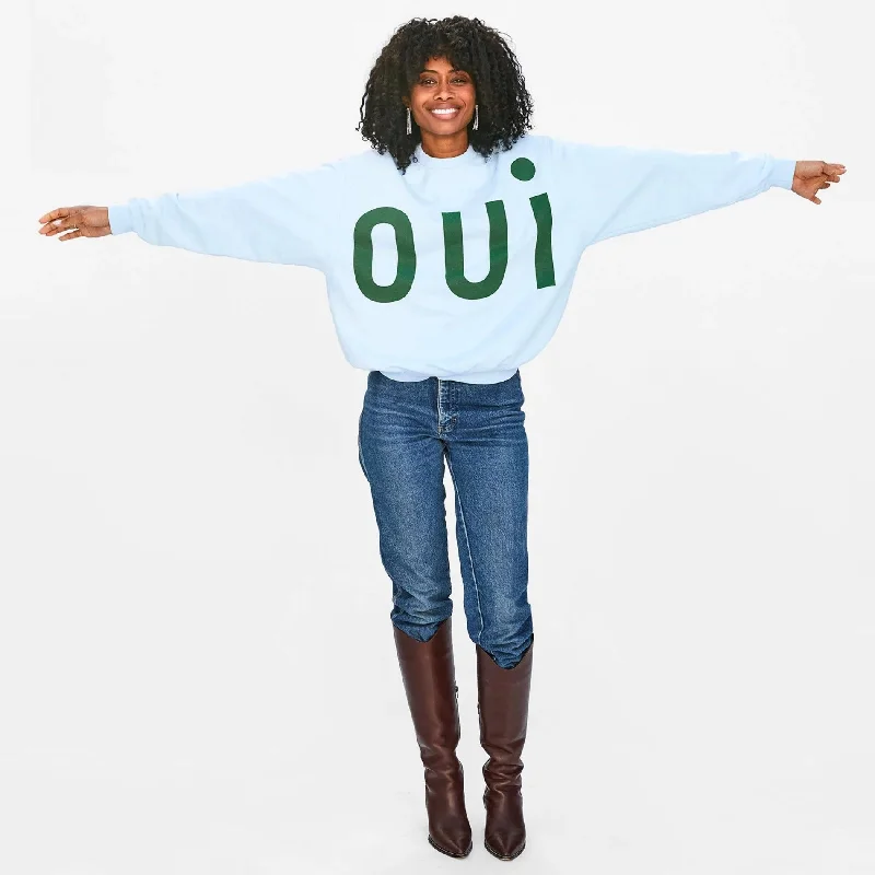 ""Oui"" Oversized Sweatshirt (Sky Blue)