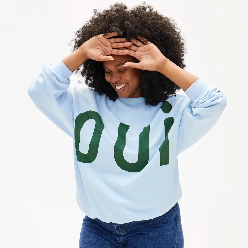 ""Oui"" Oversized Sweatshirt (Sky Blue)