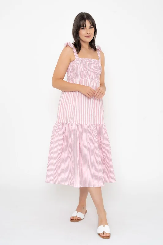 Pink Stripe Midi Dress