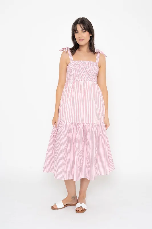 Pink Stripe Midi Dress