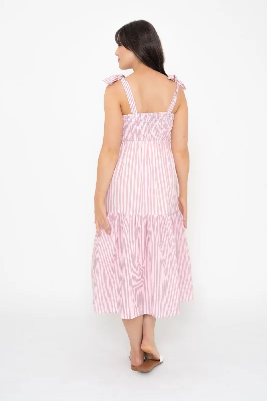 Pink Stripe Midi Dress