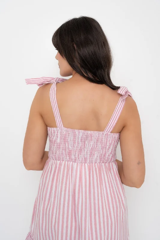 Pink Stripe Midi Dress