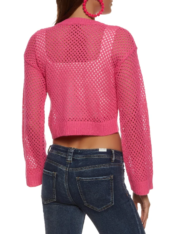 Pointelle Crew Neck Crop Top